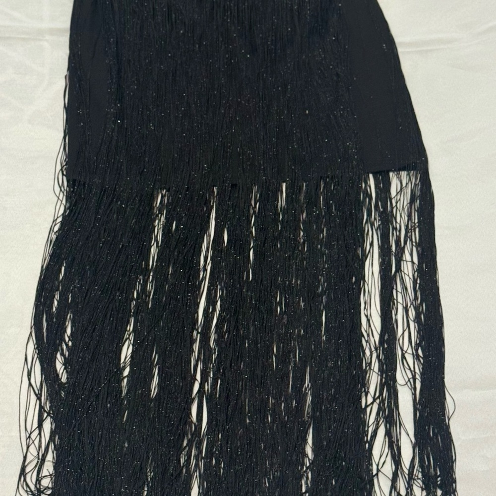 H&M Elegant Black Maxi Skirt with Fringe